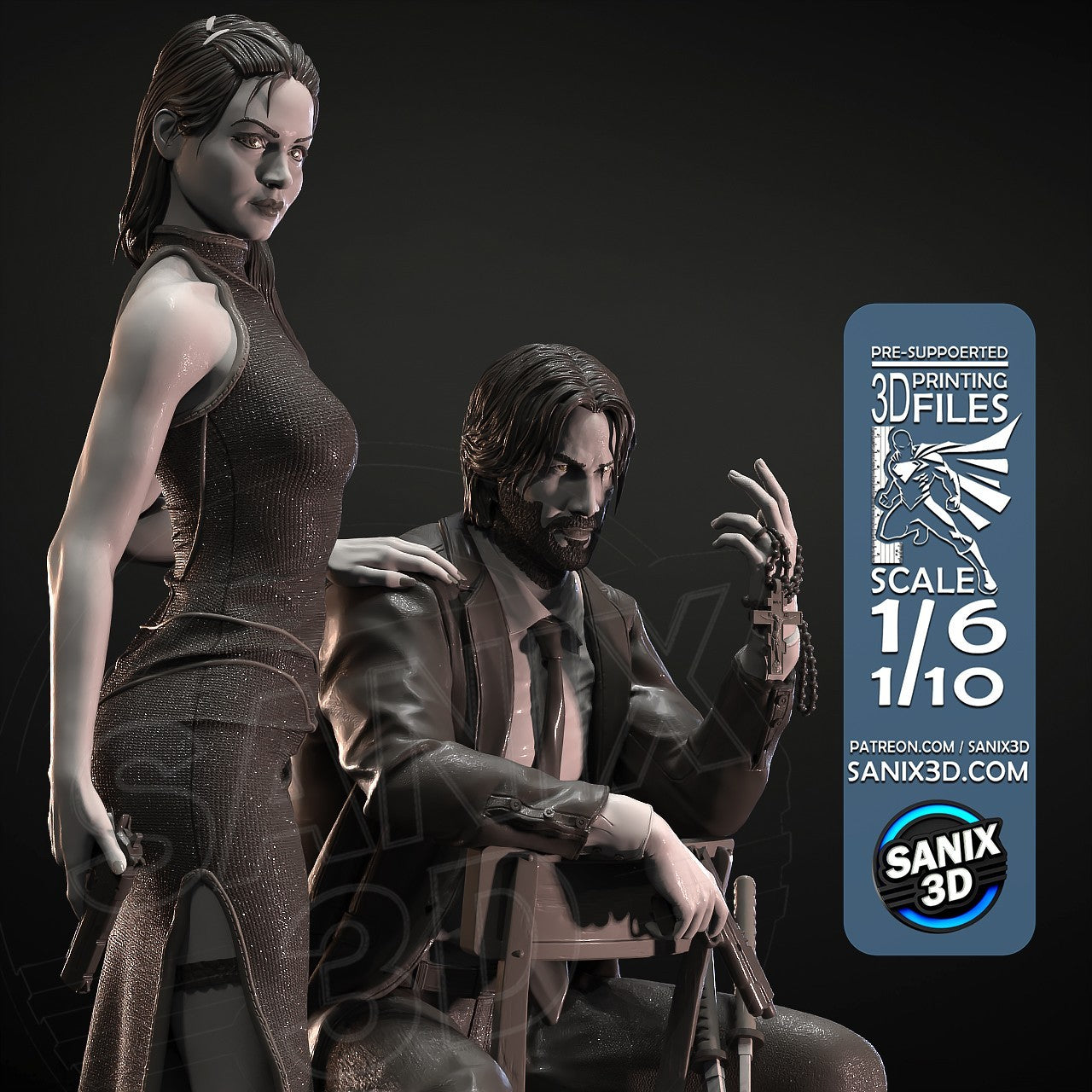 Ballerina - John Wick 1/6, 1/8 or 1/10 Scale Statue 3D Print Model Kit Unpainted