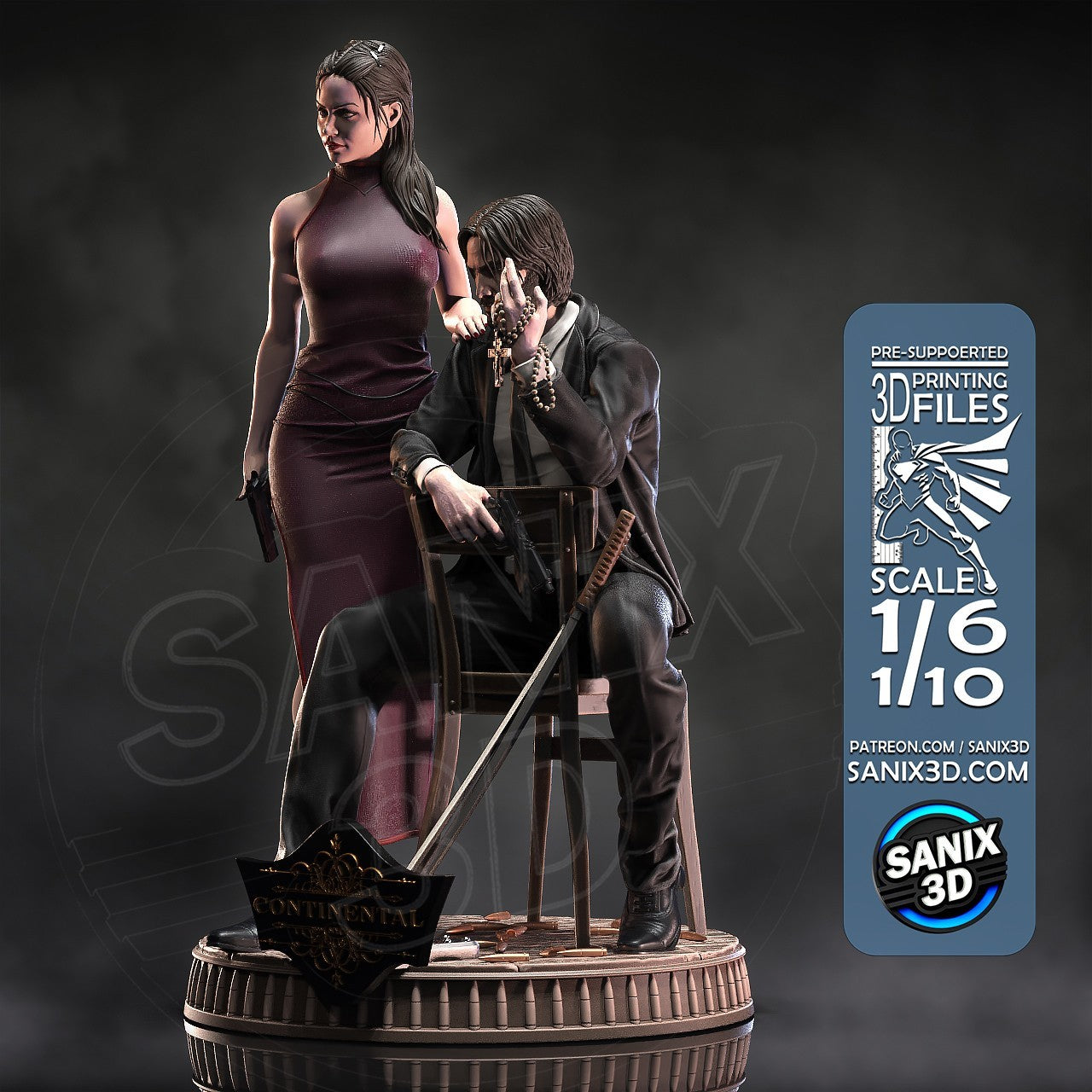 Ballerina - John Wick 1/6, 1/8 or 1/10 Scale Statue 3D Print Model Kit Unpainted