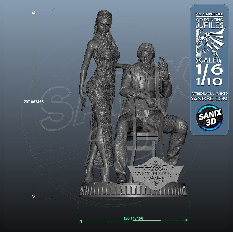 Ballerina - John Wick 1/6, 1/8 or 1/10 Scale Statue 3D Print Model Kit Unpainted