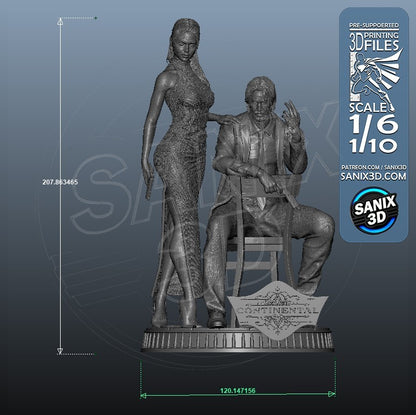 Ballerina - John Wick 1/6, 1/8 or 1/10 Scale Statue 3D Print Model Kit Unpainted