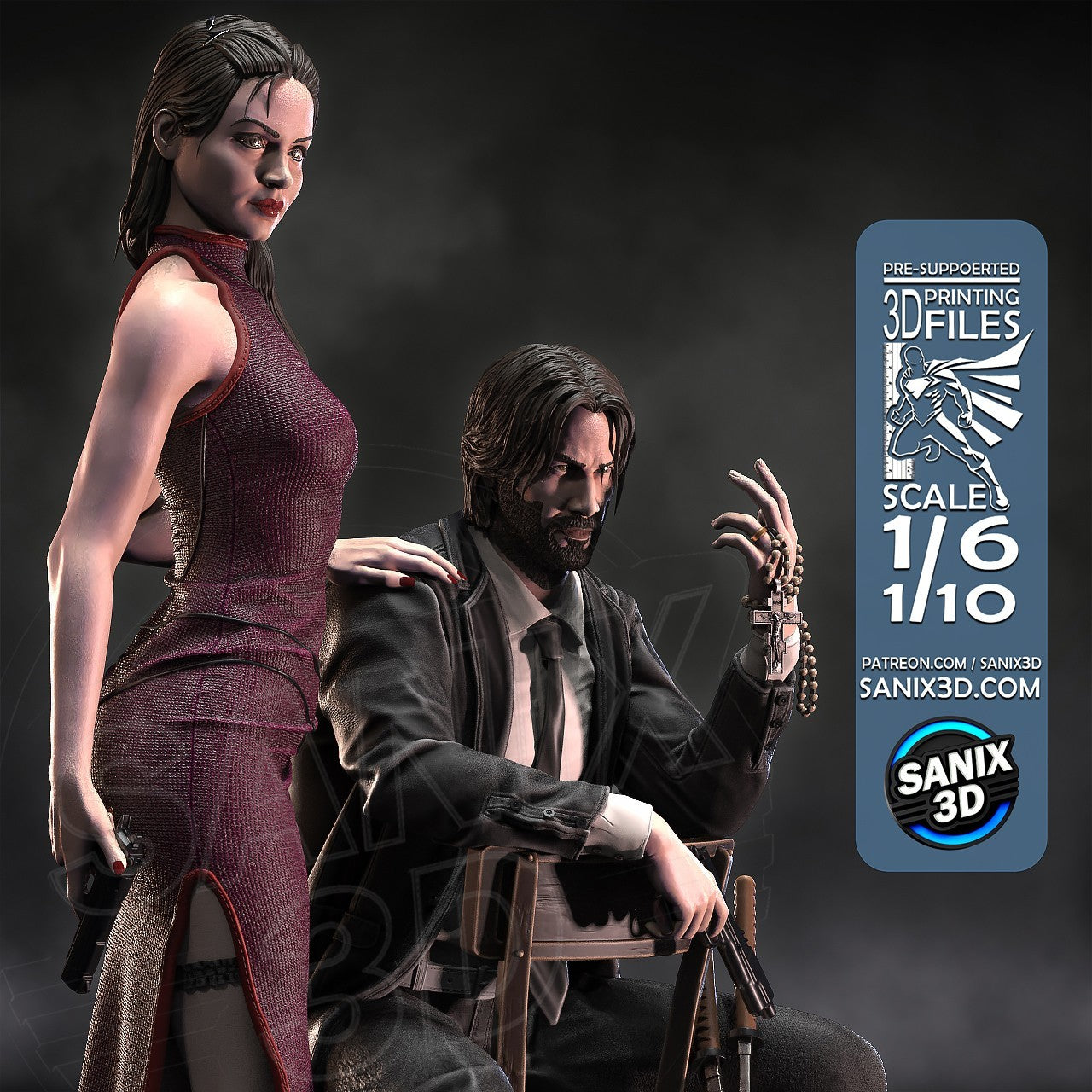 Ballerina - John Wick 1/6, 1/8 or 1/10 Scale Statue 3D Print Model Kit Unpainted